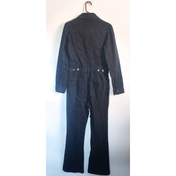 New Gap Jumpsuit Denim Size 4 Western Bootcut Black Puff Long Sleeve Stretch NWT - Picture 5 of 15